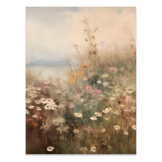 Premium Poster of Serene Floral Landscape Wildflowers Wall Art Posters