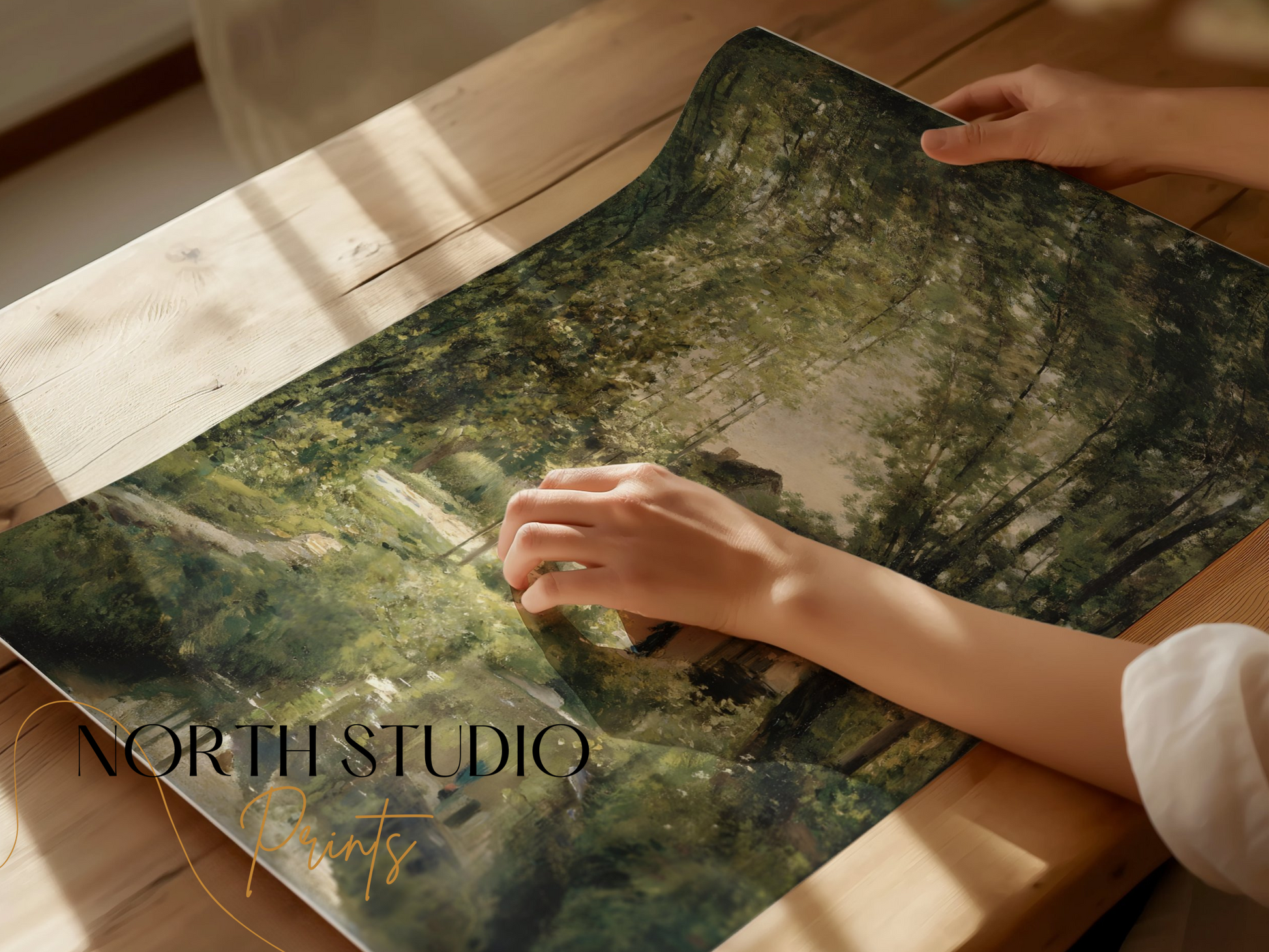 Premium Poster of Serene Forest House Impressionist Style Landscape Posters