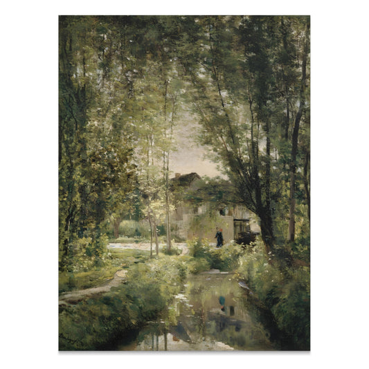 Premium Poster of Serene Forest House Impressionist Style Landscape Posters