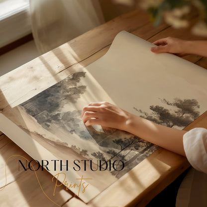 Premium Poster of Serene Forest Landscape Watercolor Wall Art Posters