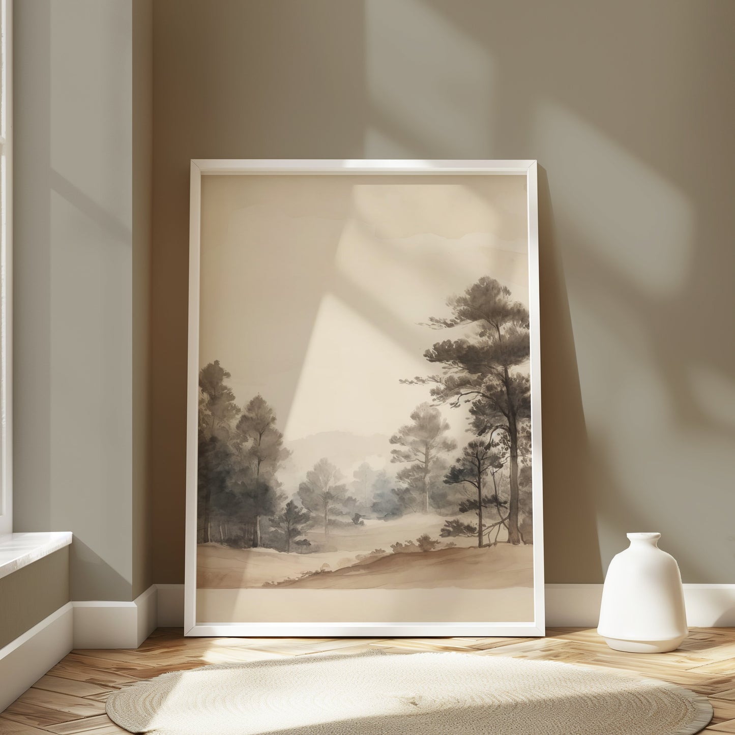Premium Poster of Serene Forest Landscape Watercolor Wall Art Posters