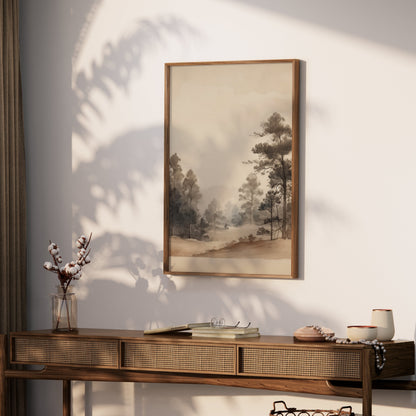 Premium Poster of Serene Forest Landscape Watercolor Wall Art Posters