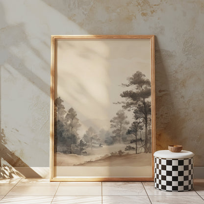 Premium Poster of Serene Forest Landscape Watercolor Wall Art Posters