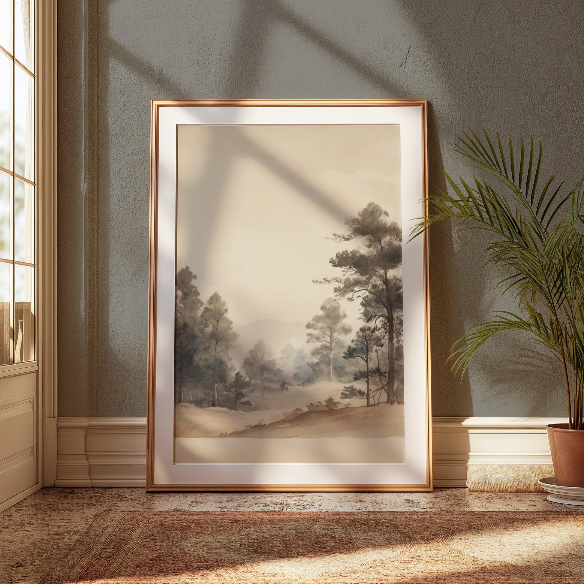 Premium Poster of Serene Forest Landscape Watercolor Wall Art Posters