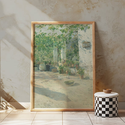 Premium Poster of Serene Garden Courtyard Sunlit Scene Posters