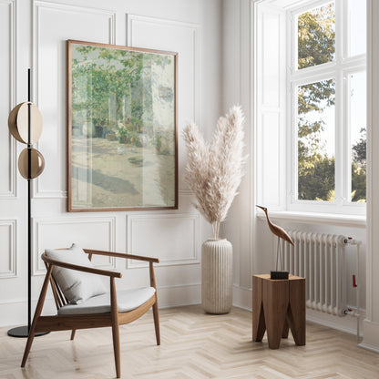 Premium Poster of Serene Garden Courtyard Sunlit Scene Posters