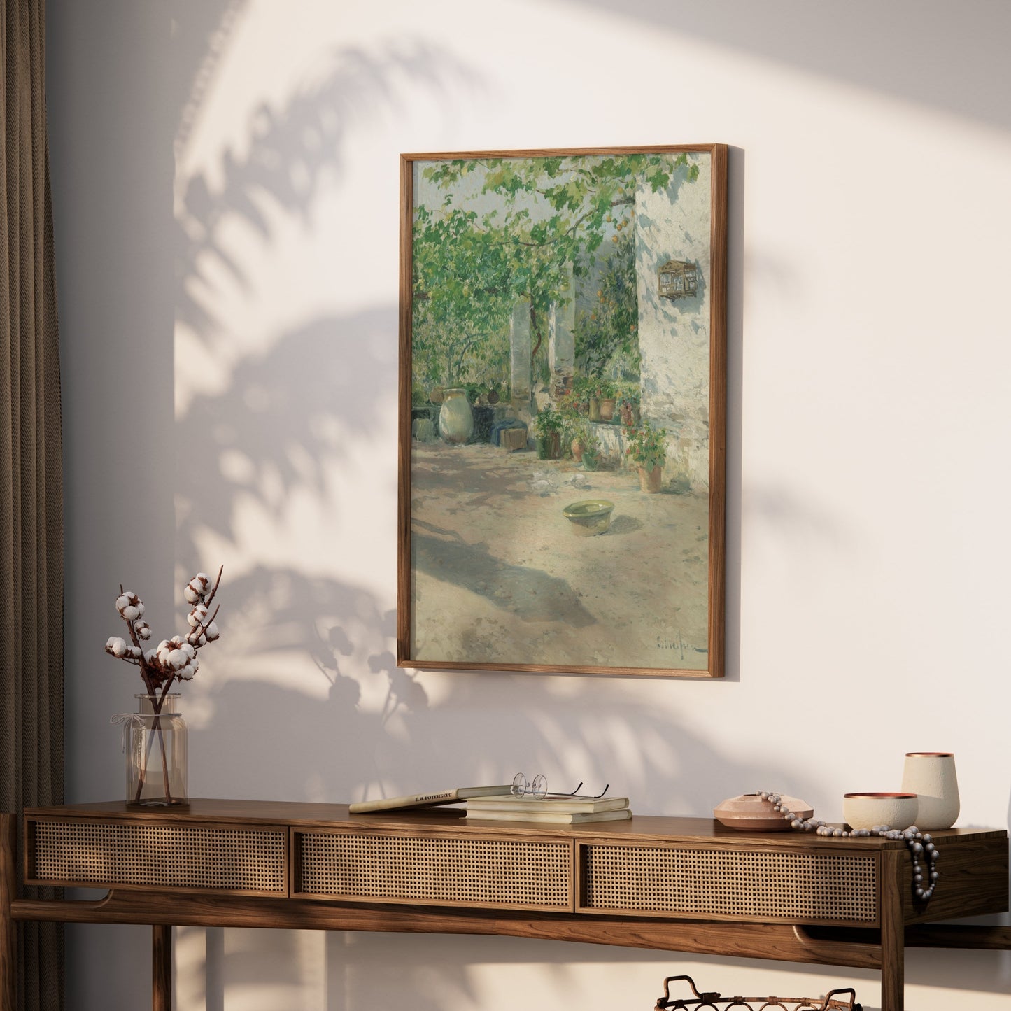 Premium Poster of Serene Garden Courtyard Sunlit Scene Posters