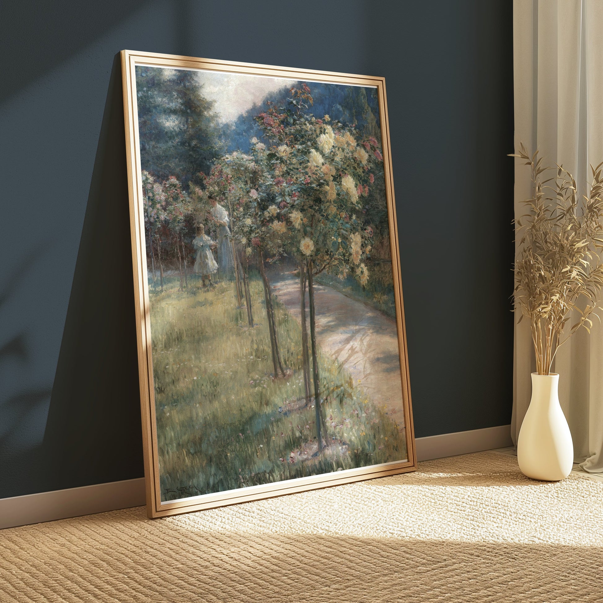 Premium Poster of Serene Garden Path with Blooming Flowers Posters