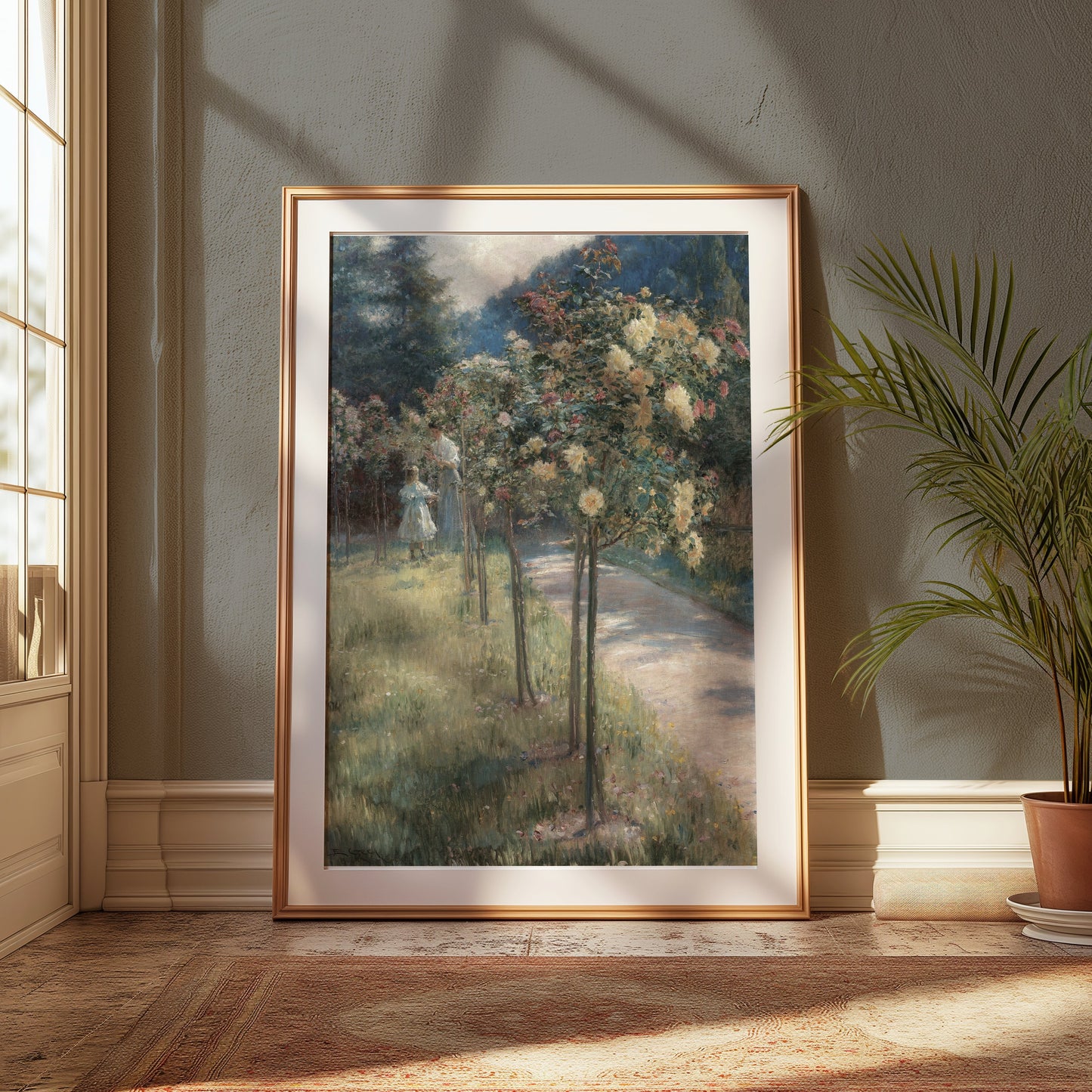 Premium Poster of Serene Garden Path with Blooming Flowers Posters