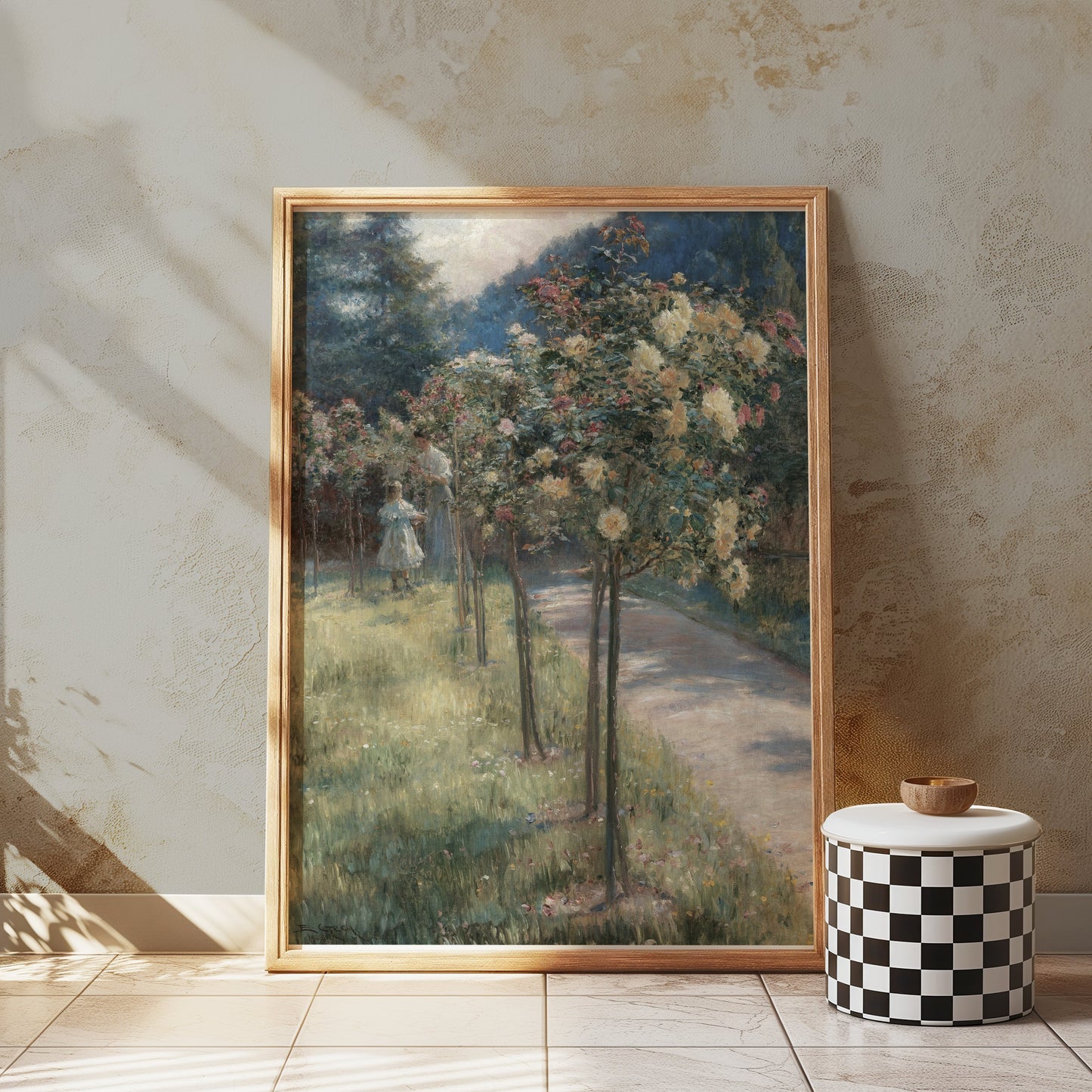 Premium Poster of Serene Garden Path with Blooming Flowers Posters
