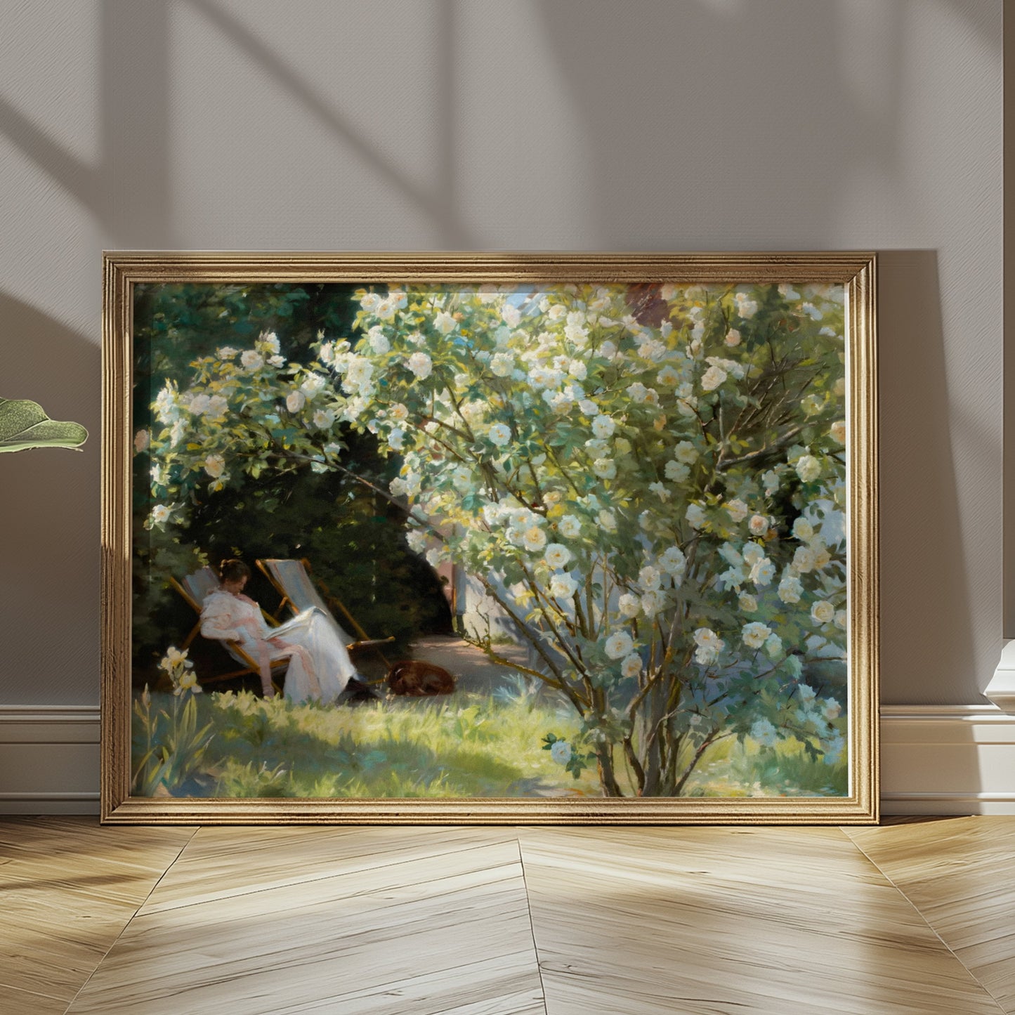 Premium Poster of Serene Garden View with Blossoming Tree Posters