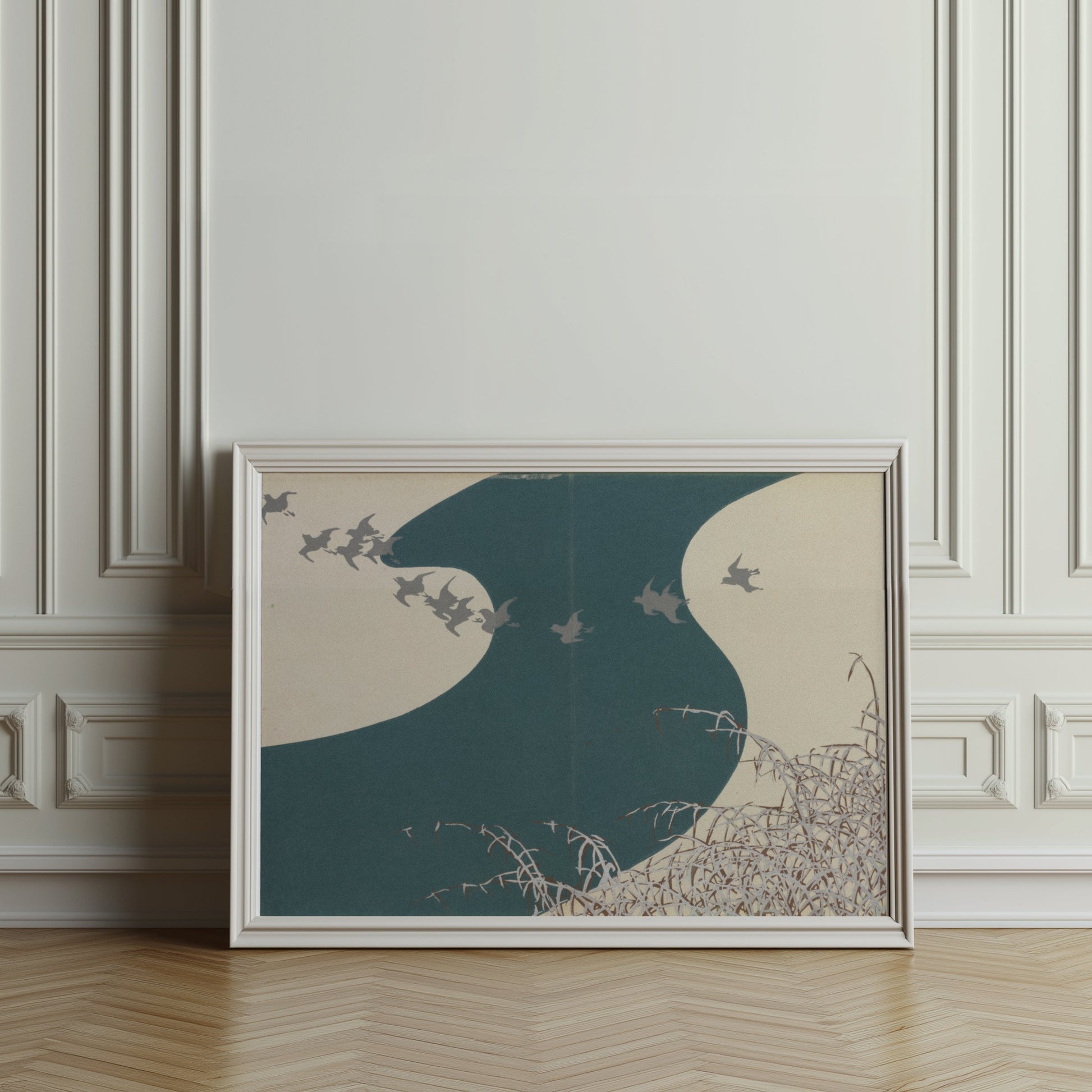 Premium Poster of Serene Japanese Animal Art with Birds Scenic Posters
