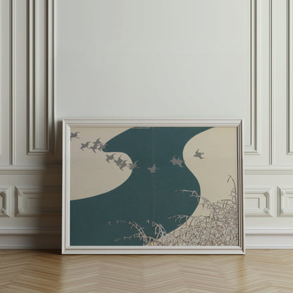 Premium Poster of Serene Japanese Animal Art with Birds Scenic Posters
