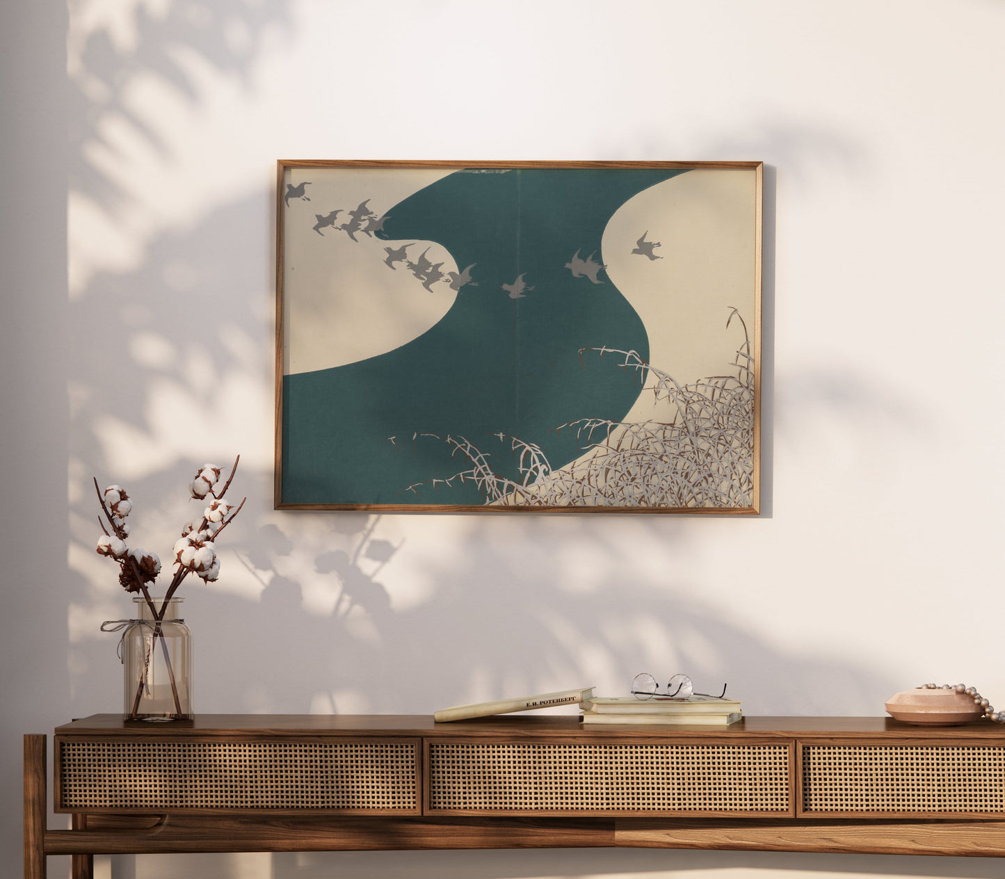 Premium Poster of Serene Japanese Animal Art with Birds Scenic Posters