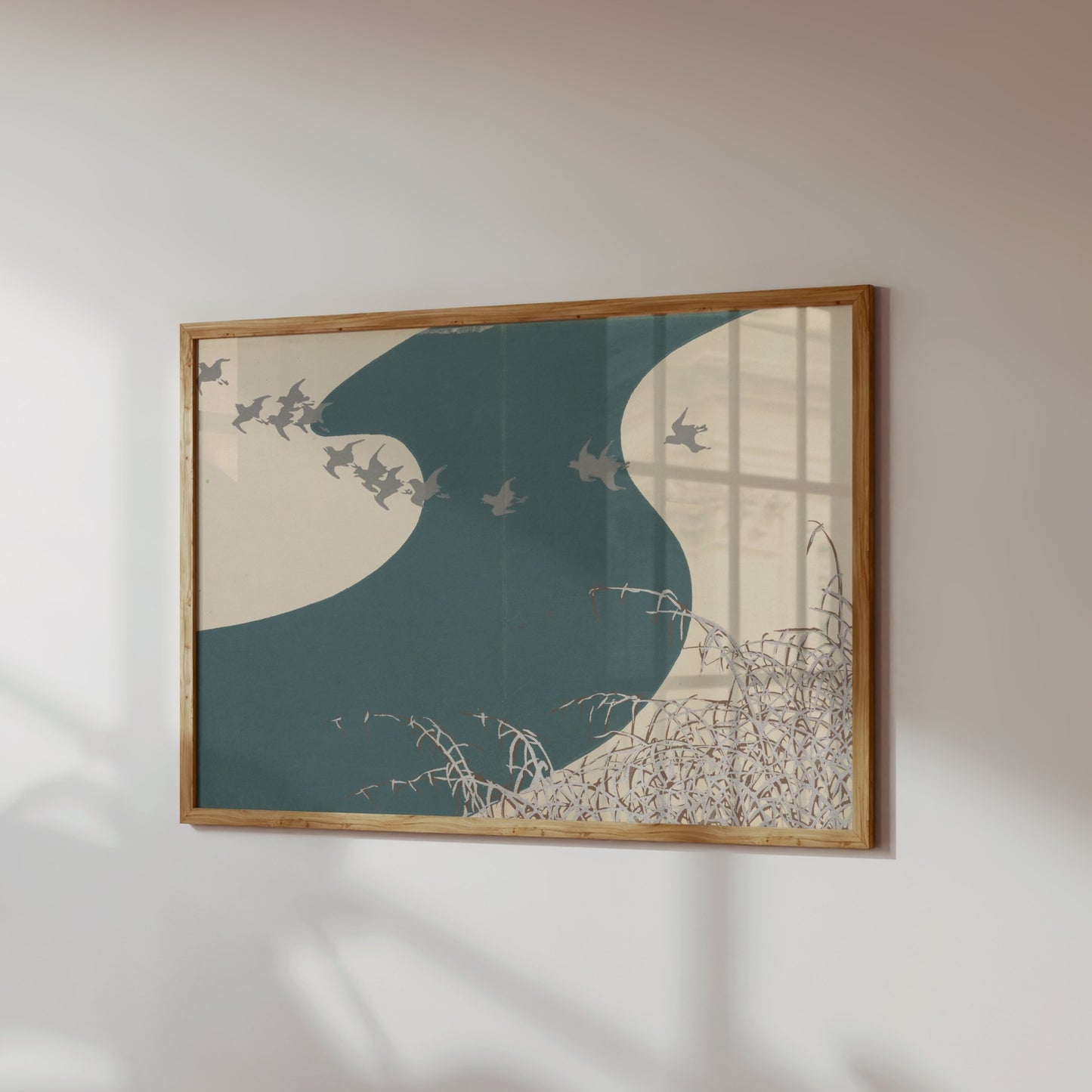 Premium Poster of Serene Japanese Animal Art with Birds Scenic Posters
