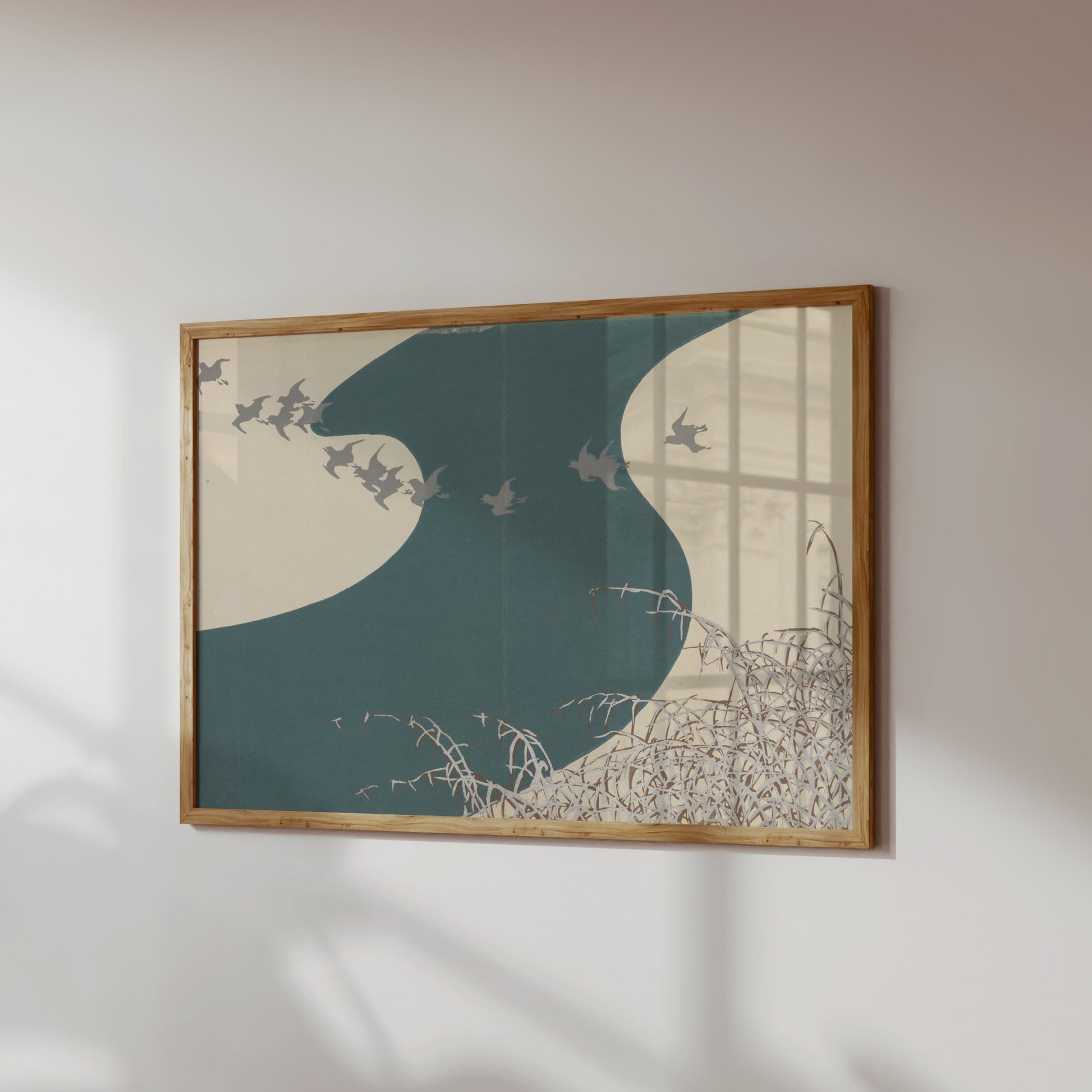 Premium Poster of Serene Japanese Animal Art with Birds Scenic Posters