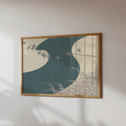 Premium Poster of Serene Japanese Animal Art with Birds Scenic Posters