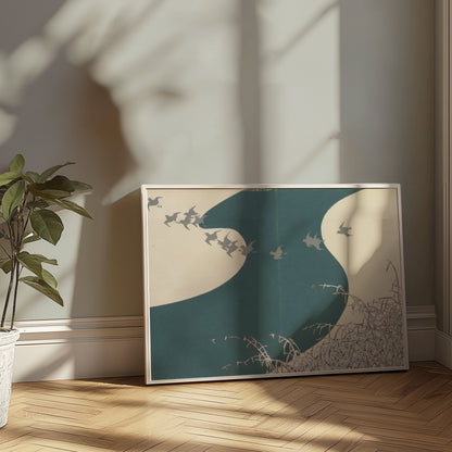 Premium Poster of Serene Japanese Animal Art with Birds Scenic Posters
