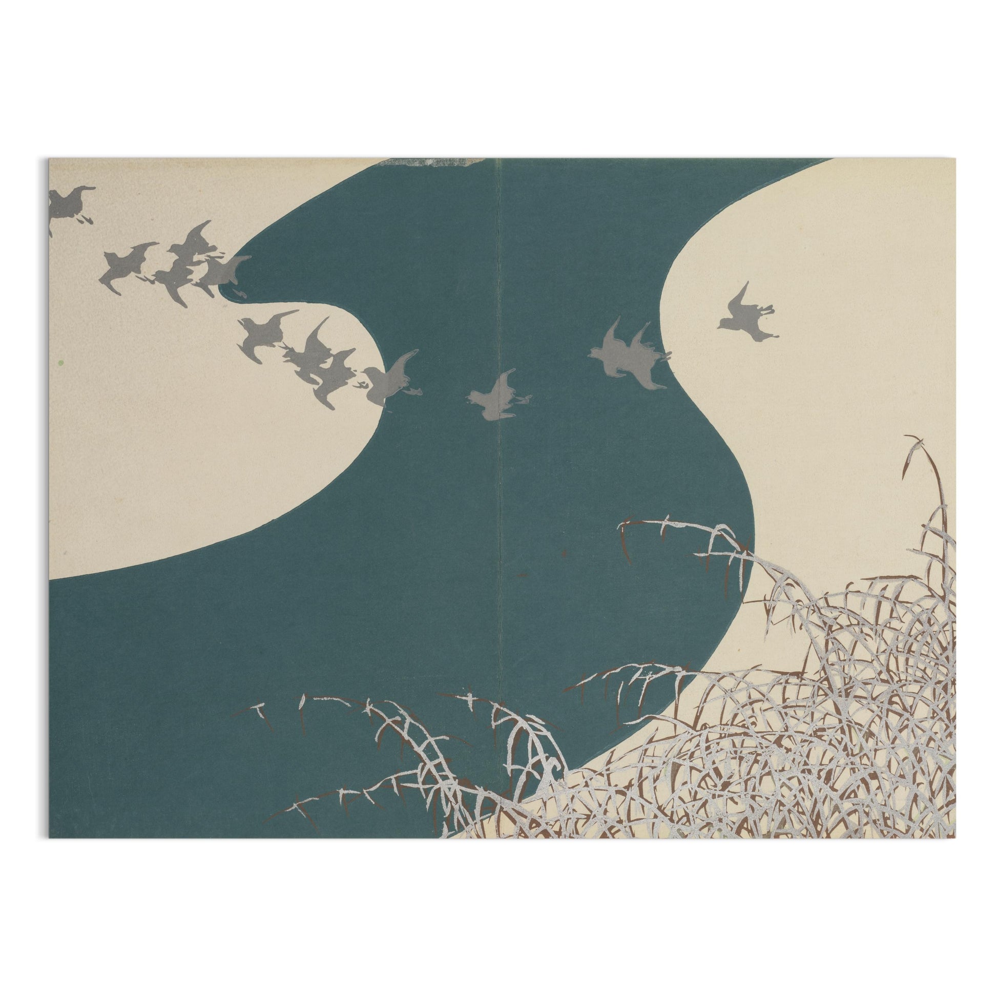 Premium Poster of Serene Japanese Animal Art with Birds Scenic Posters
