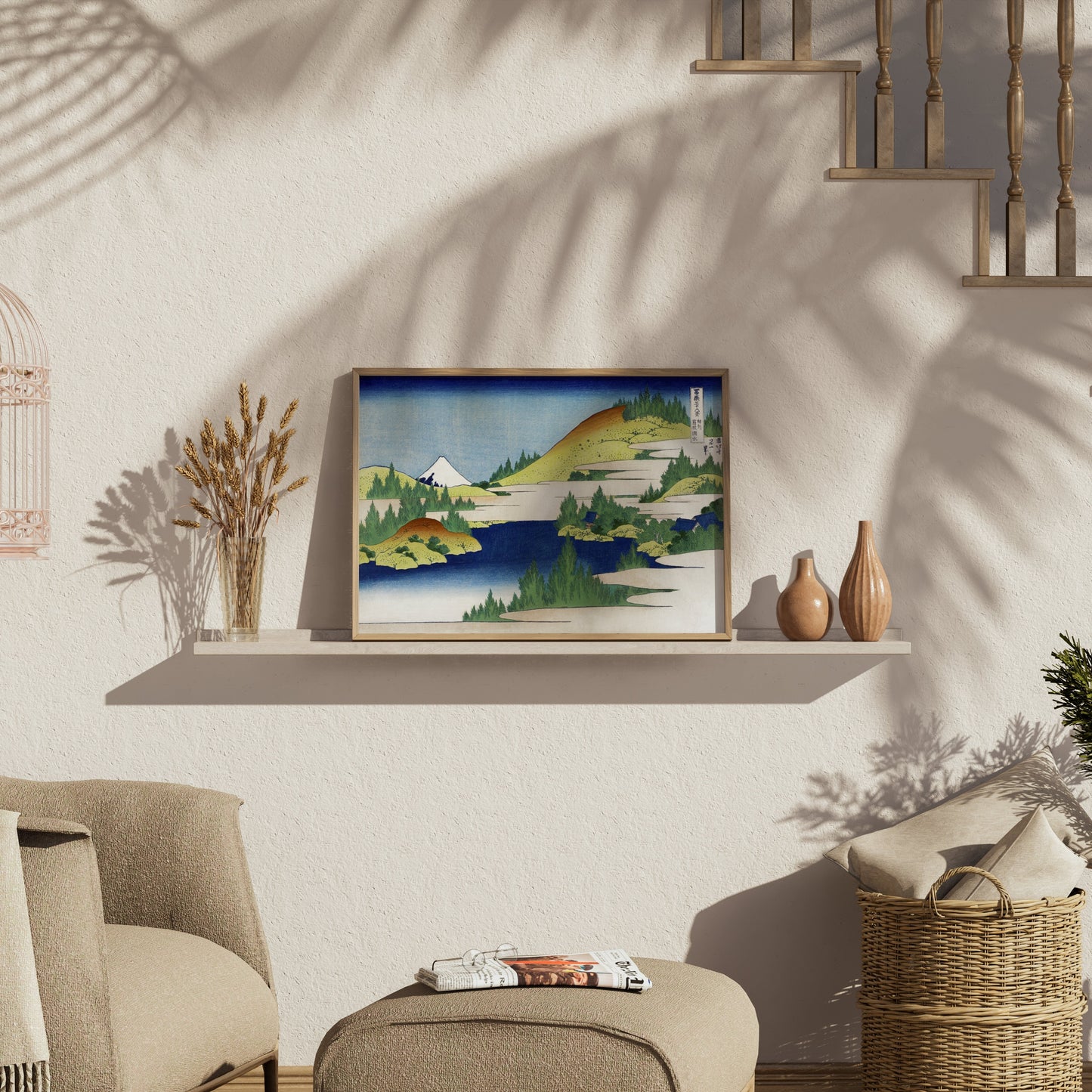 Premium Poster of Serene Japanese Landscape with Mount Fuji Posters