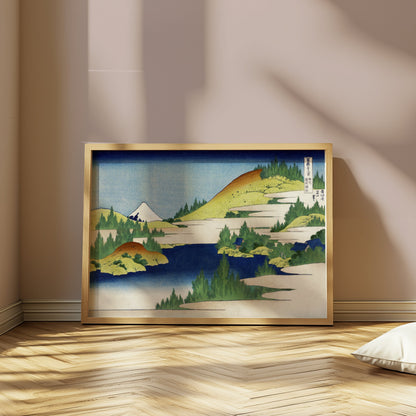 Premium Poster of Serene Japanese Landscape with Mount Fuji Posters