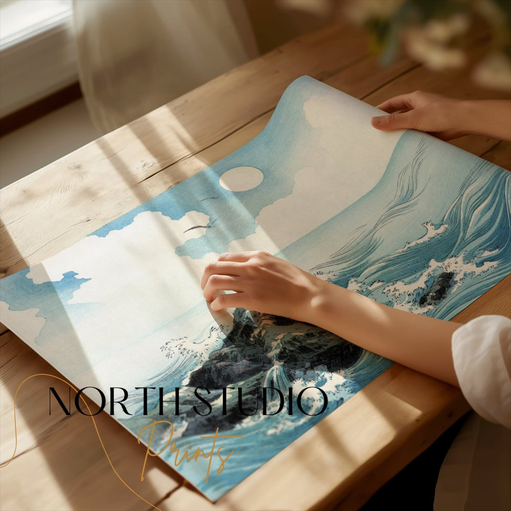 Premium Poster of Serene Japanese Seaside Landscape Wall Art Posters