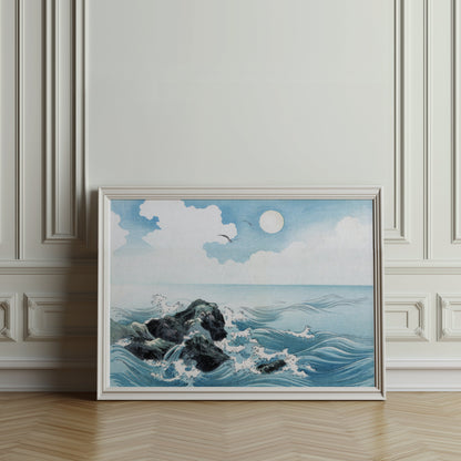 Premium Poster of Serene Japanese Seaside Landscape Wall Art Posters