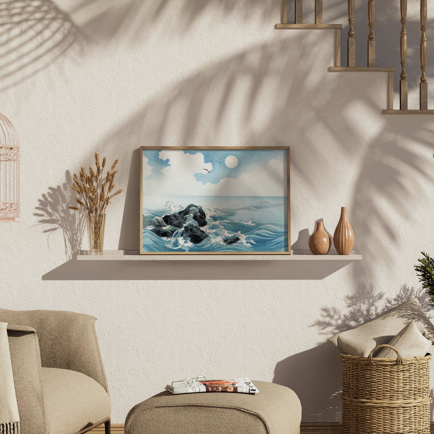 Premium Poster of Serene Japanese Seaside Landscape Wall Art Posters