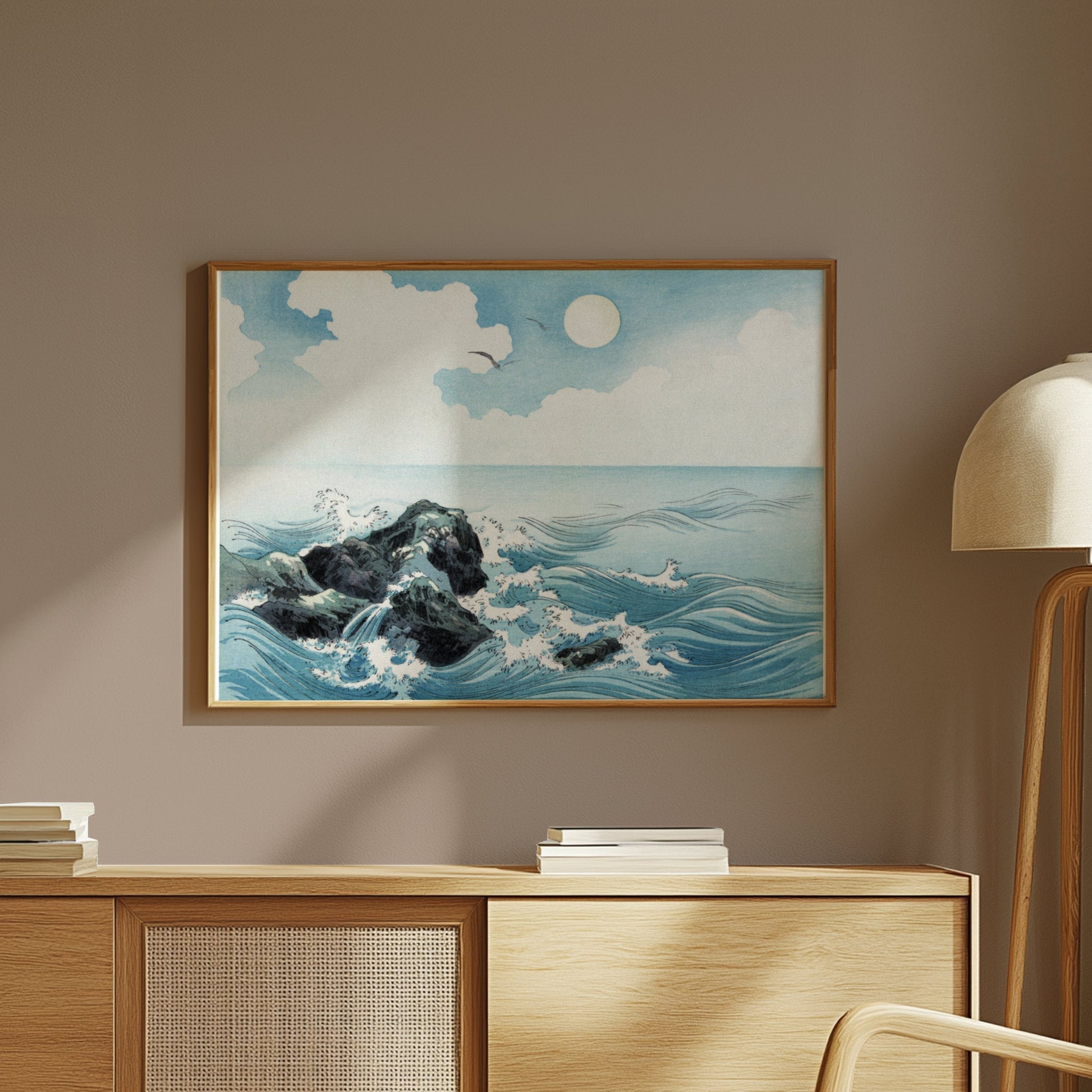 Premium Poster of Serene Japanese Seaside Landscape Wall Art Posters