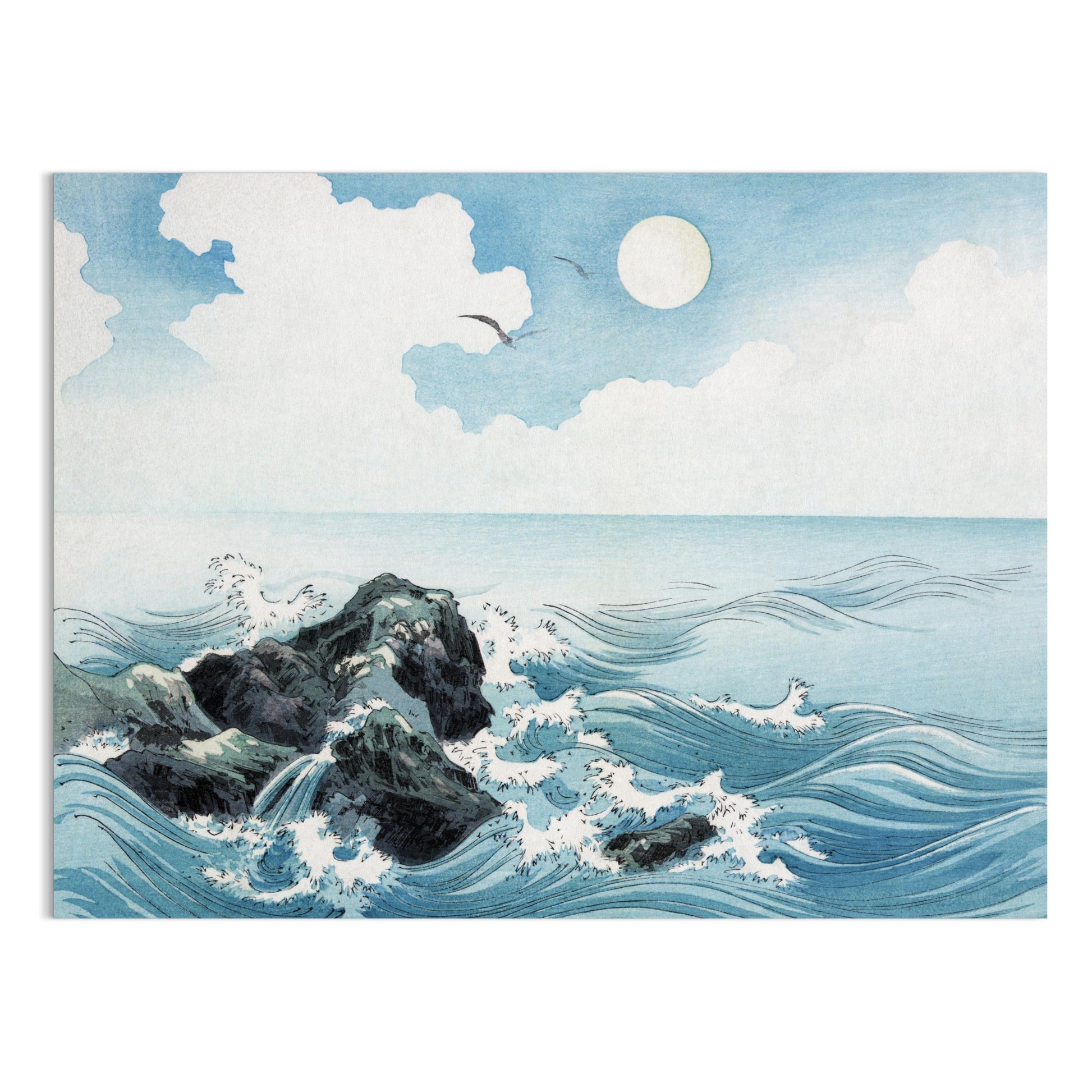 Premium Poster of Serene Japanese Seaside Landscape Wall Art Posters