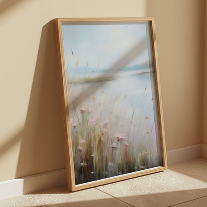 Premium Poster of Serene Landscape Painting with Wildflowers Posters