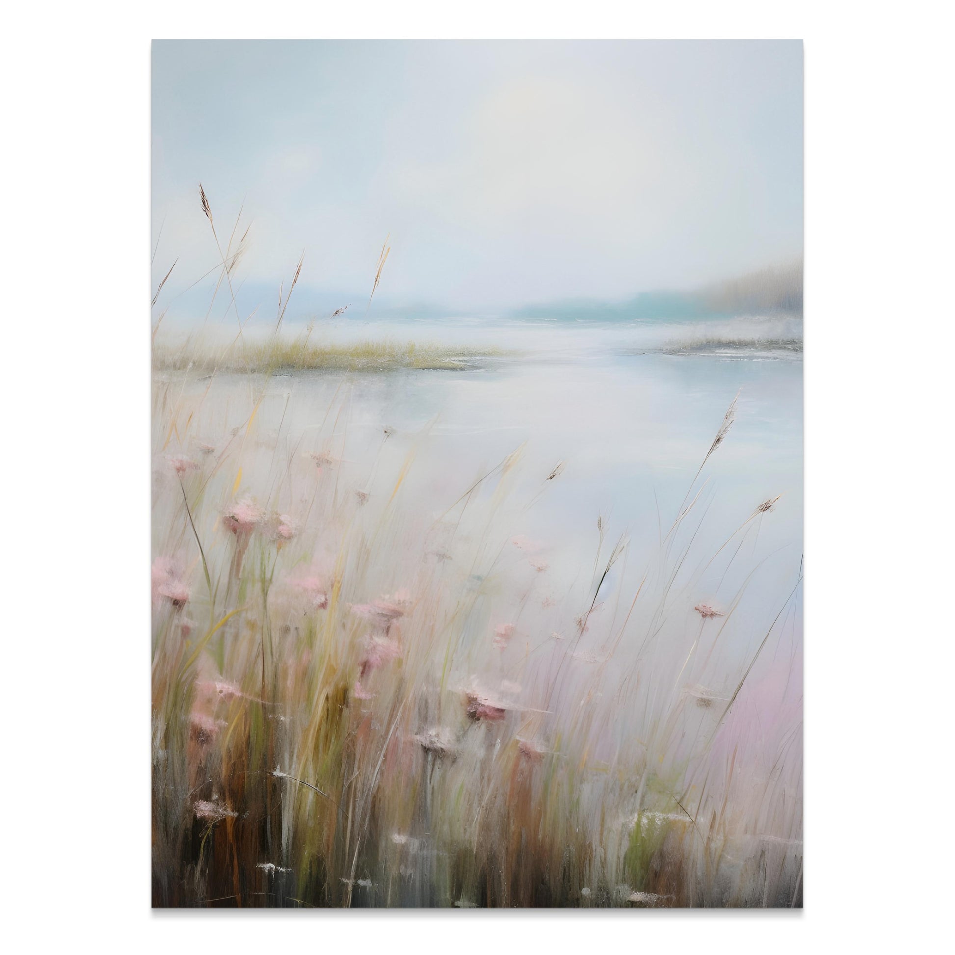 Premium Poster of Serene Landscape Painting with Wildflowers Posters