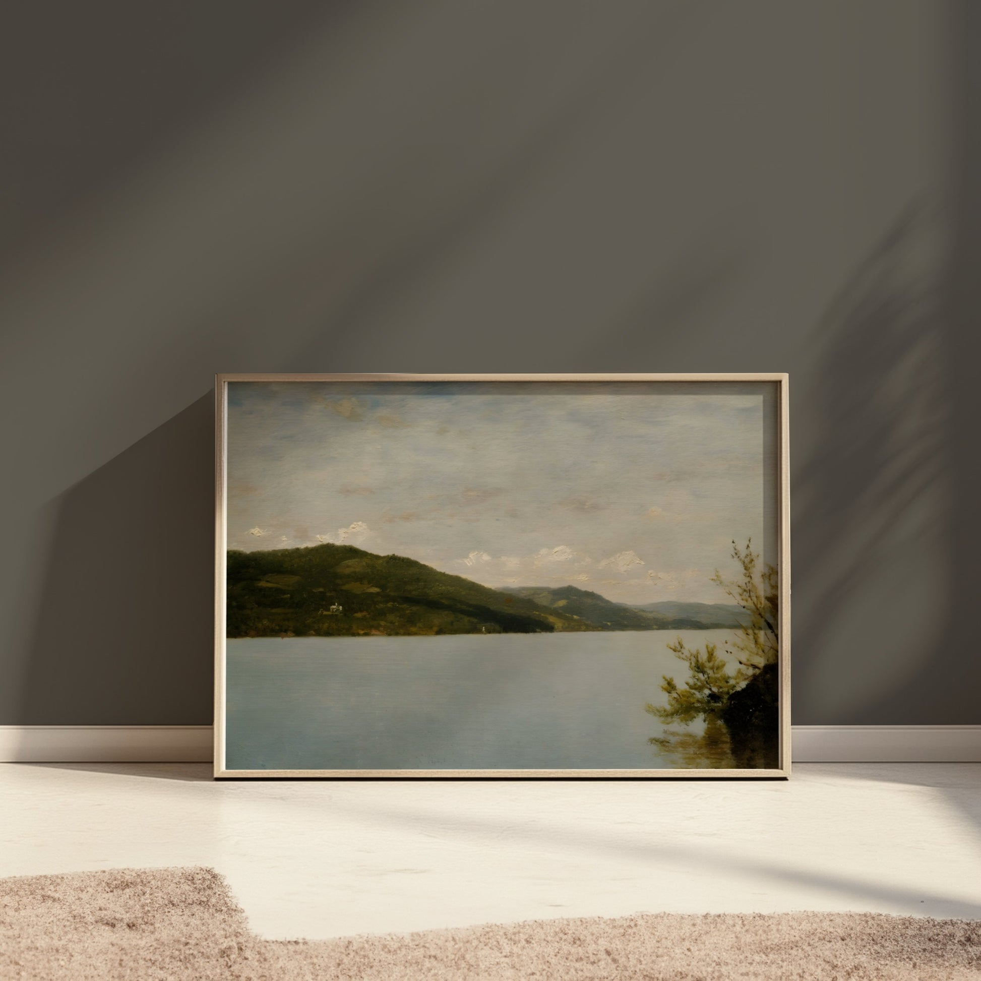 Premium Poster of Serene Landscape of Tranquil Lake and Hillside Posters