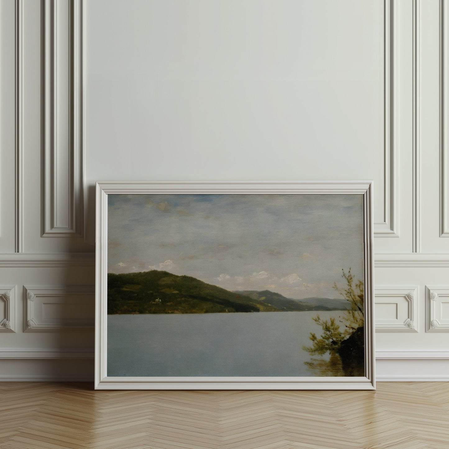 Premium Poster of Serene Landscape of Tranquil Lake and Hillside Posters