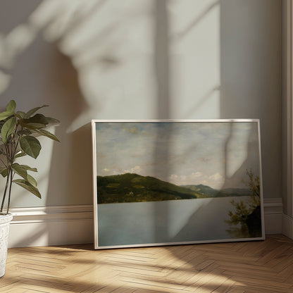 Premium Poster of Serene Landscape of Tranquil Lake and Hillside Posters