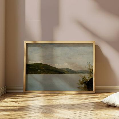 Premium Poster of Serene Landscape of Tranquil Lake and Hillside Posters