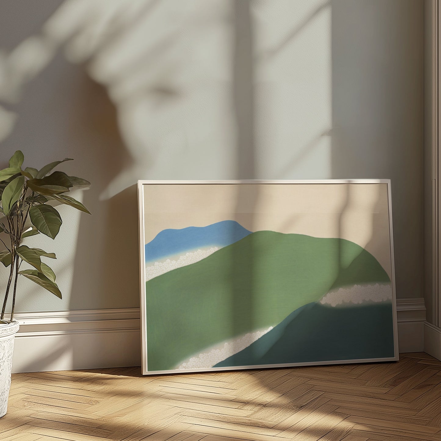 Premium Poster of Serene Landscape with Blue and Green Hillside Posters