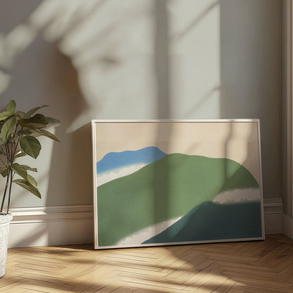 Premium Poster of Serene Landscape with Blue and Green Hillside Posters