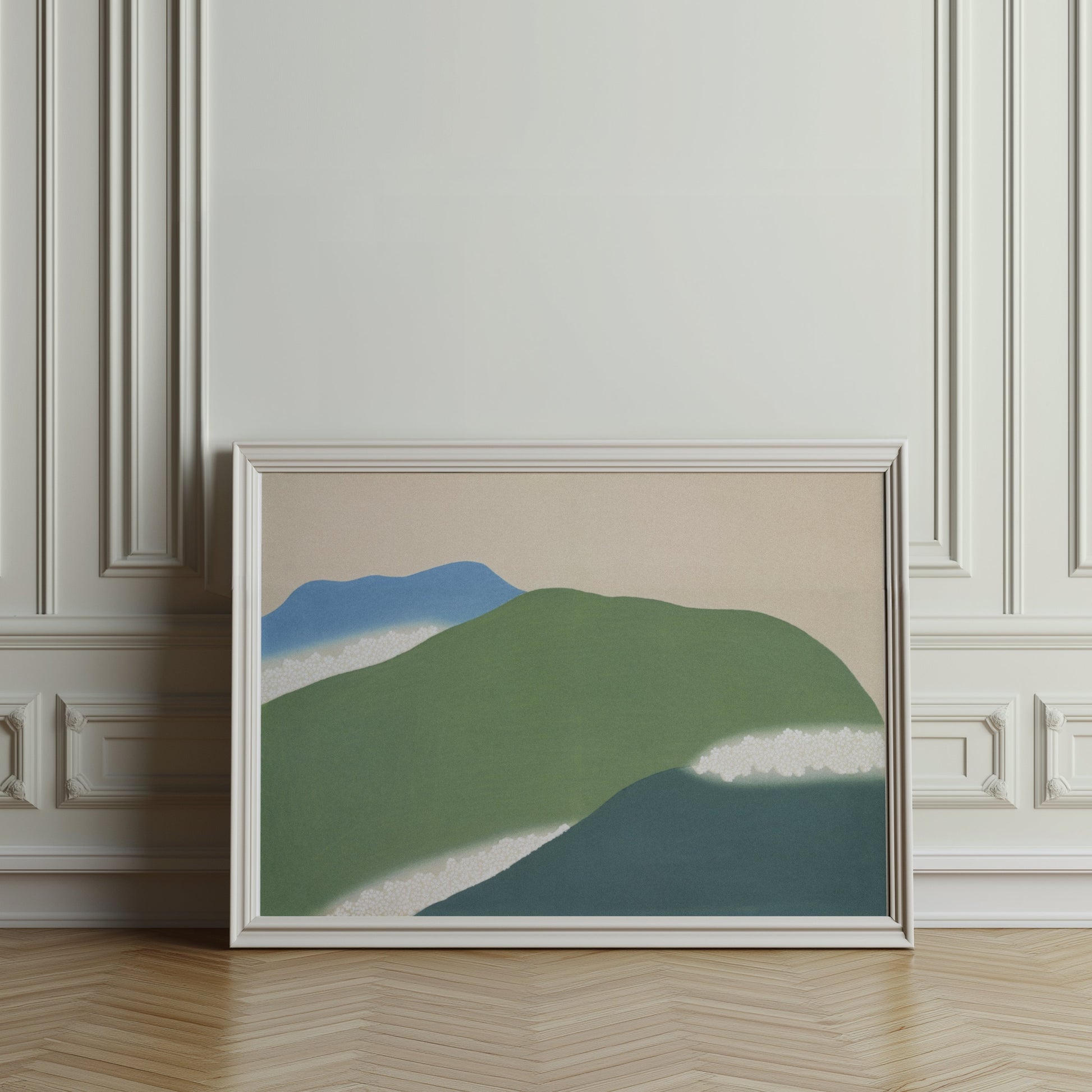 Premium Poster of Serene Landscape with Blue and Green Hillside Posters