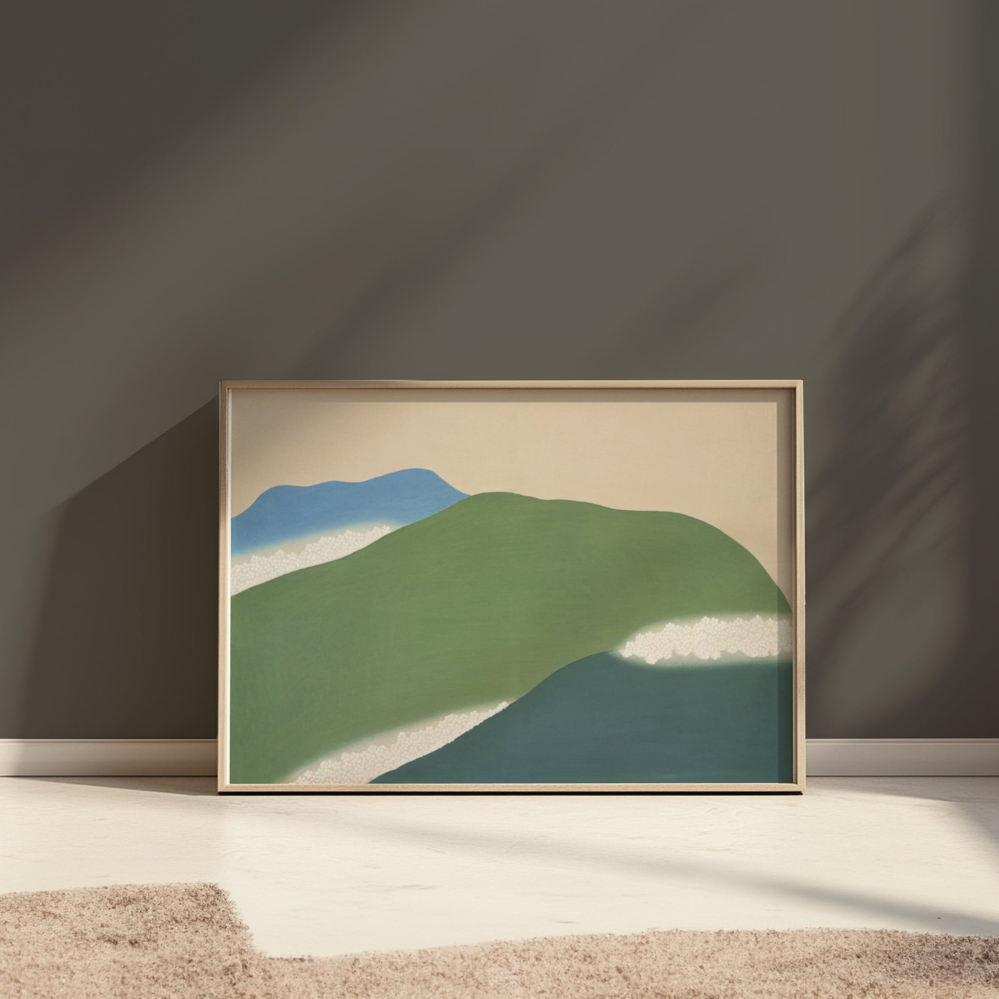 Premium Poster of Serene Landscape with Blue and Green Hillside Posters