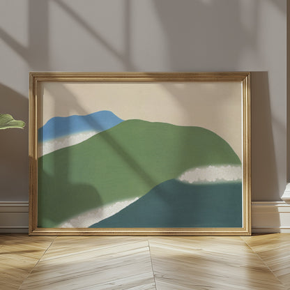 Premium Poster of Serene Landscape with Blue and Green Hillside Posters