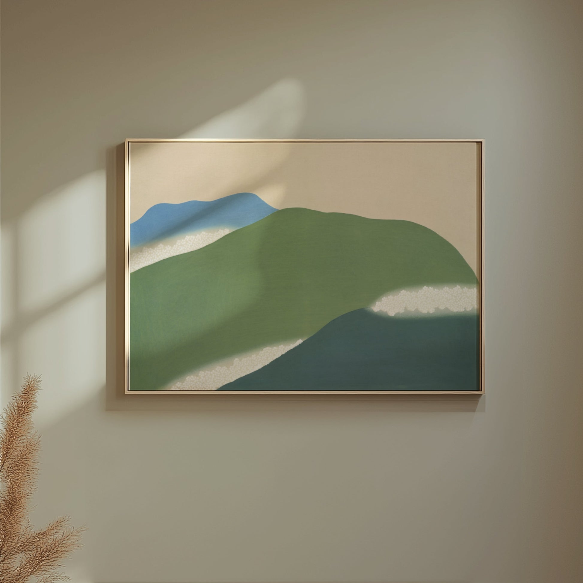 Premium Poster of Serene Landscape with Blue and Green Hillside Posters