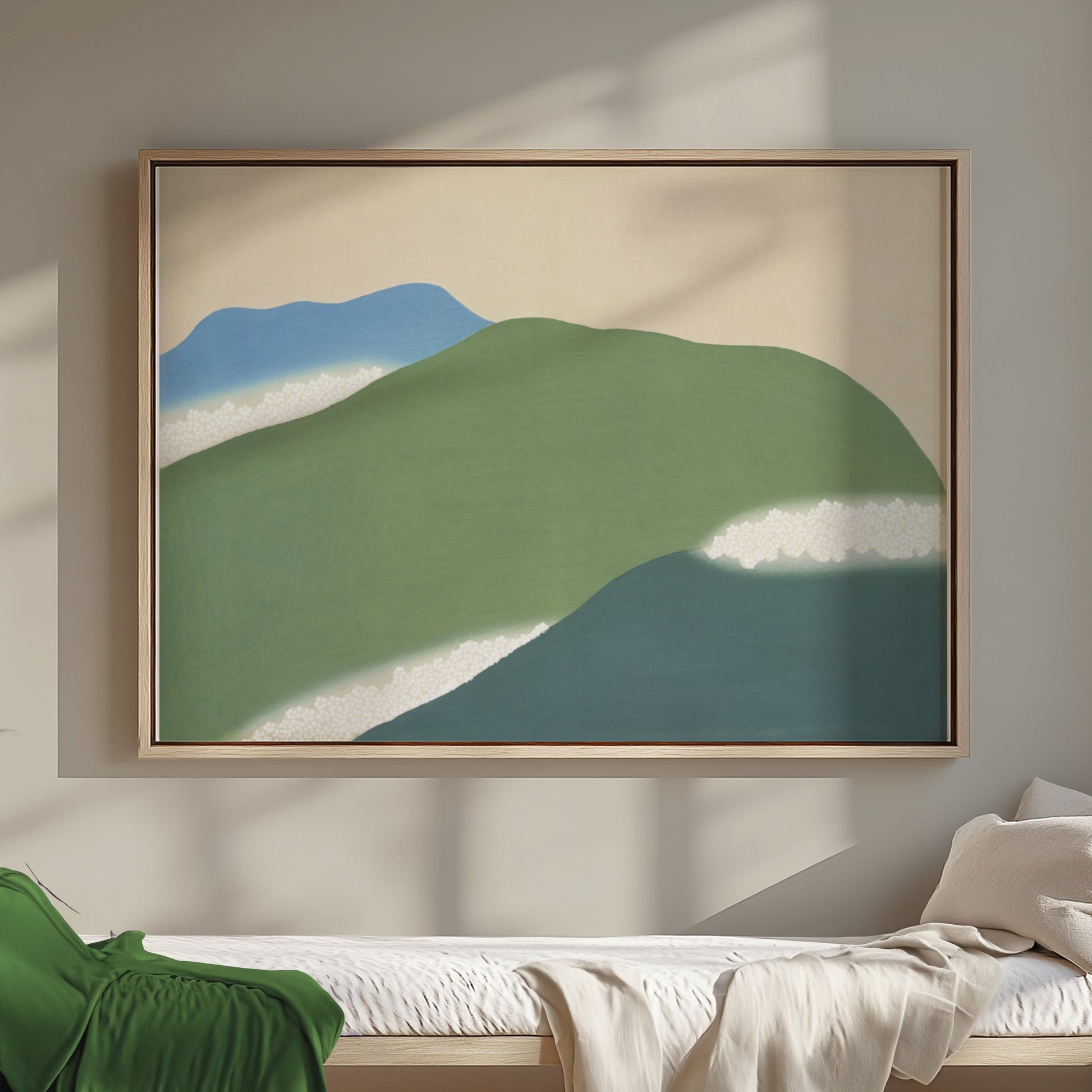Premium Poster of Serene Landscape with Blue and Green Hillside Posters