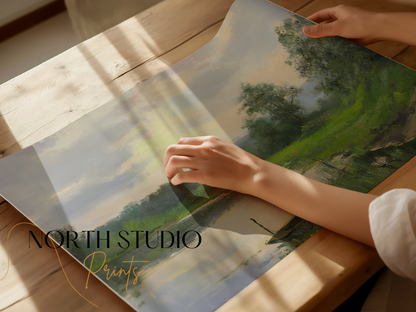 Premium Poster of Serene Landscape with Lush Greenery Wall Art Posters