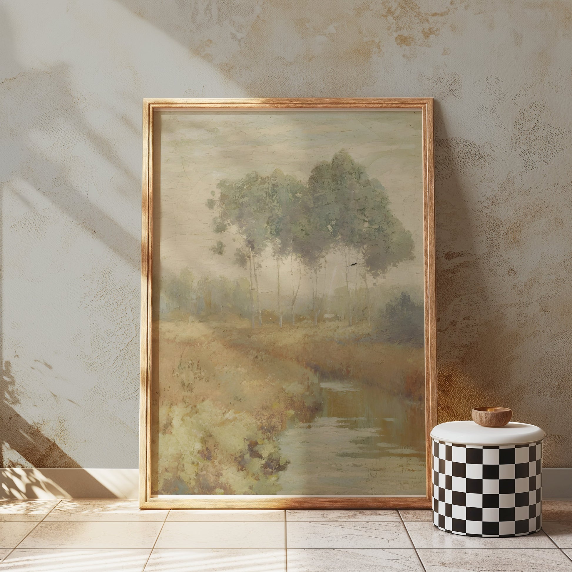 Premium Poster of Serene Landscape with Trees and Stream Posters