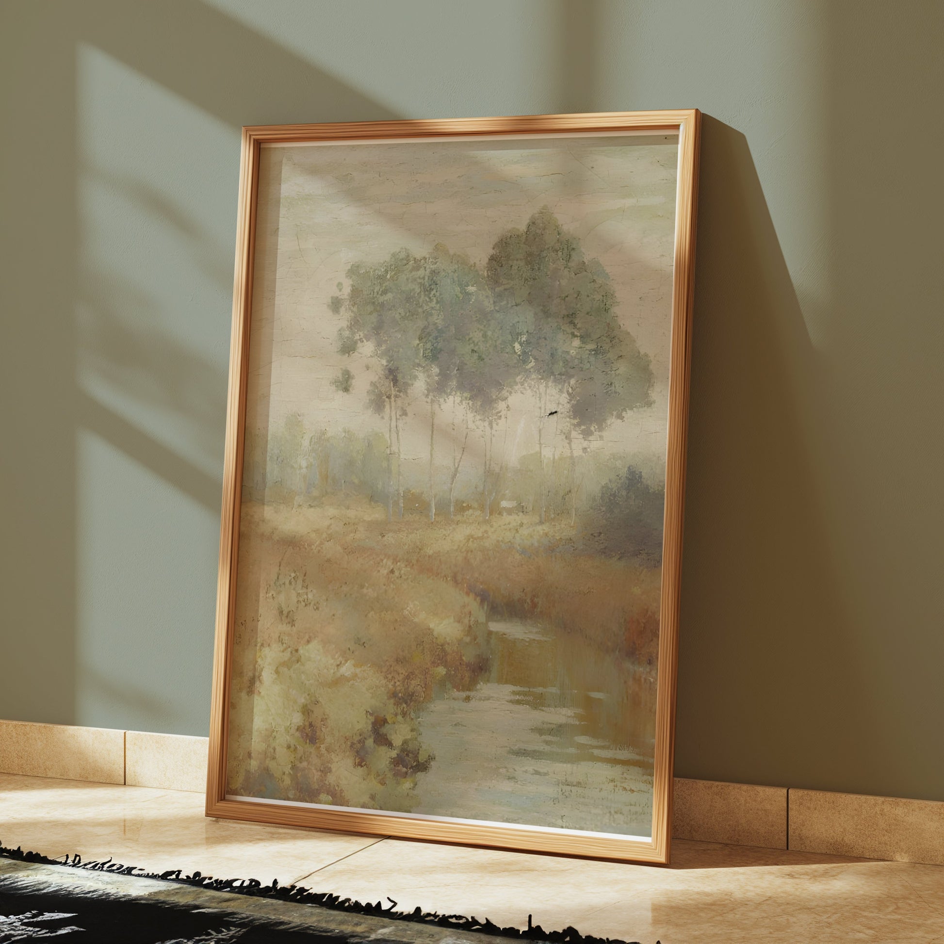 Premium Poster of Serene Landscape with Trees and Stream Posters