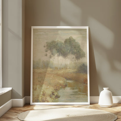 Premium Poster of Serene Landscape with Trees and Stream Posters