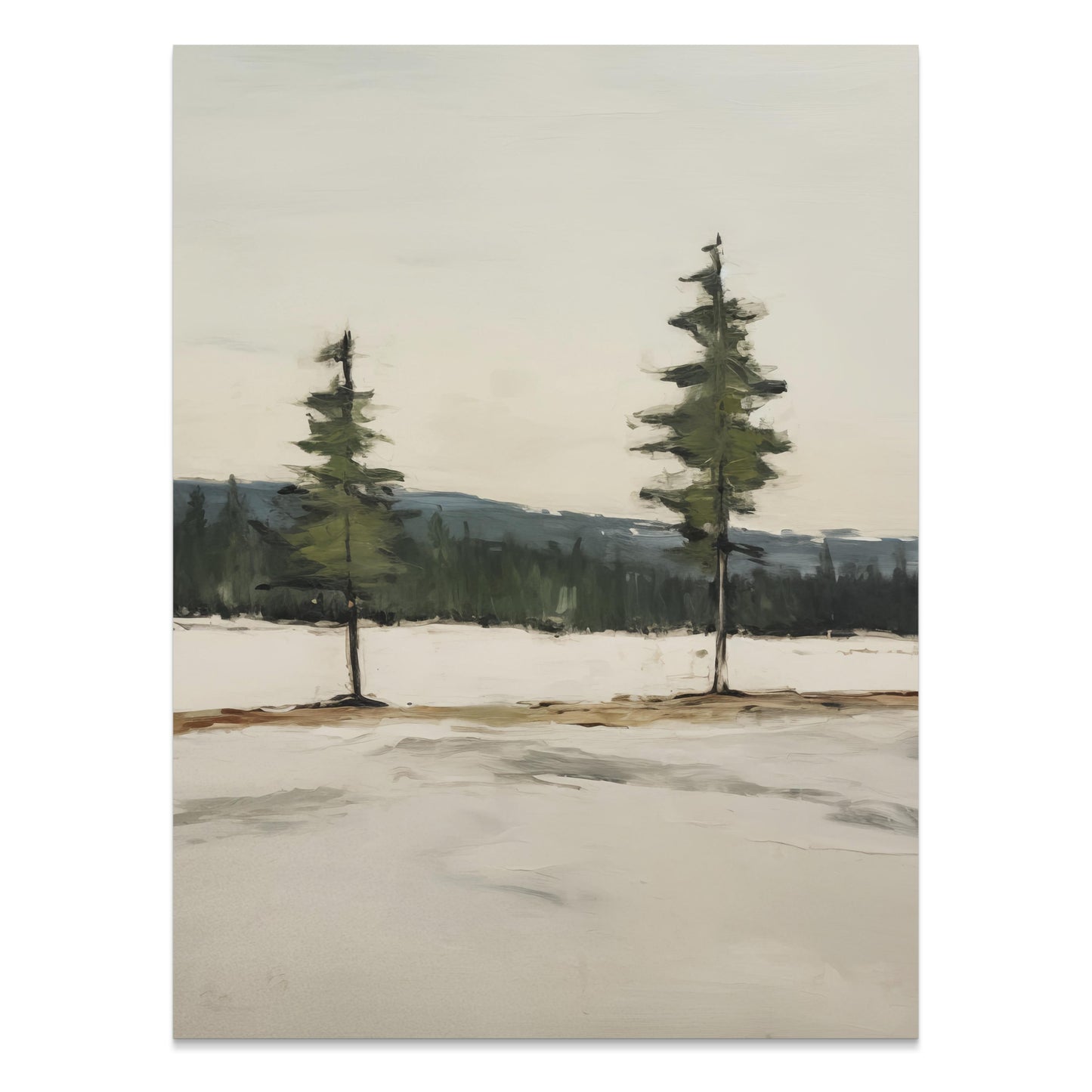 Premium Poster of Serene Landscape with Twin Evergreen Trees Posters