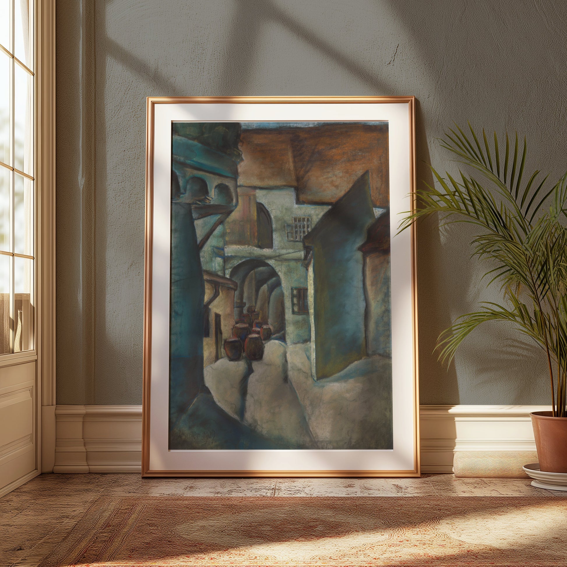 Premium Poster of Serene Mediterranean Village Scene Art Posters