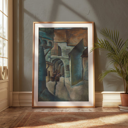 Premium Poster of Serene Mediterranean Village Scene Art Posters